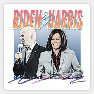 Joe Biden And Kamala Harris / Retro Style Fan Design Sticker